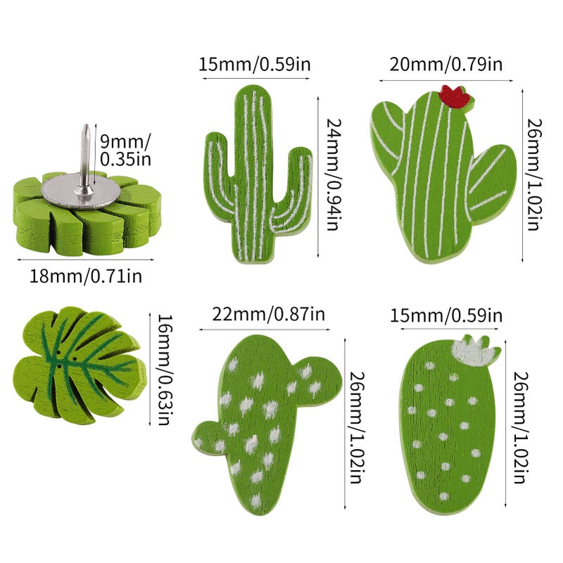 Gansita 60 PCS Decorative Push Pins Set  Cactus Palm Leaf Camellia Rose Thumb Tack Decorative Cute Push pins for Cork Board Bulletin Board Maps Photos Wall Home Office Classroom Decoration - Image 2